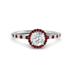 Load image into Gallery viewer, round-cut-ruby-halo-petite-engagement-ring-in-white-gold-FD8523RORGRUDRANGLE3-NL-WG