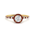 Load image into Gallery viewer, round-cut-ruby-halo-petite-engagement-ring-in-yellow-gold-FD8523RORGRUDRANGLE3-NL-YG