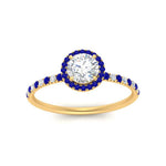 Load image into Gallery viewer, round-cut-sapphire-halo-petite-engagement-ring-in-yellow-gold-FD8523RORGSABLANGLE3-NL-YG
