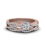 Load image into Gallery viewer, round-cut-simple-diamond-twisted-vine-bridal-ring-sets-in-14K-rose-gold-FD8233RO-NL-RG
