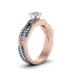 Load image into Gallery viewer, round-cut-simple-diamond-twisted-vine-bridal-ring-sets-with-ice-blue-topaz-in-14K-rose-gold-FD8233ROGICBLTO-NL-RG