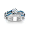 Load image into Gallery viewer, round-cut-simple-diamond-twisted-vine-bridal-ring-sets-with-ice-blue-topaz-in-14K-white-gold-FD8233ROGICBLTO-NL-WG