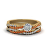 Load image into Gallery viewer, round-cut-simple-diamond-twisted-vine-bridal-ring-sets-with-orange-sapphire-in-14K-yellow-gold-FD8233ROGSAOR-NL-YG
