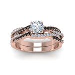 Load image into Gallery viewer, round-cut-simple-twisted-vine-bridal-ring-sets-with-black-diamond-in-14K-rose-gold-FD8233ROGBLACK-NL-RG