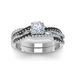 Load image into Gallery viewer, round-cut-simple-twisted-vine-bridal-ring-sets-with-black-diamond-in-950-Platinum-FD8233ROGBLACK-NL-WG