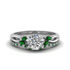Load image into Gallery viewer, round-cut-twisted-diamond-bridal-set-with-emerald-in-14K-white-gold-FD8300ROGEMGR-NL-WG.jpg