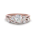 Load image into Gallery viewer, round-cut-twisted-vine-luxury-diamond-bridal-ring-set-in-rose-gold-FDENR3211ROANGLE3-NL-RG