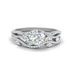 Load image into Gallery viewer, round-cut-twisted-vine-luxury-diamond-bridal-ring-set-in-white-gold-FDENR3211ROANGLE3-NL-WG