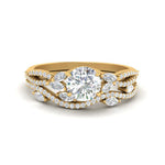 Load image into Gallery viewer, round-cut-twisted-vine-luxury-diamond-bridal-ring-set-in-yellow-gold-FDENR3211ROANGLE3-NL-YG