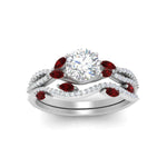 Load image into Gallery viewer, round-cut-twisted-vine-luxury-ruby-bridal-ring-set-in-white-gold-FDENR3211ROGRUDRANGLE3-NL-WG