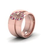 Load image into Gallery viewer, round-dark-pink-sapphire-wedding-band-with-white-diamond-in-14K-rose-gold-FD1144BGSADRPI-NL-RG.jpg