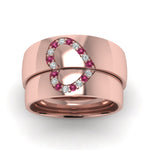Load image into Gallery viewer, round-dark-pink-sapphire-wedding-band-with-white-diamond-in-14K-rose-gold-FD1144BGSADRPI-NL-RG.jpg