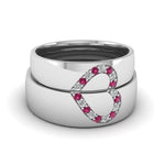 Load image into Gallery viewer, round-dark-pink-sapphire-wedding-band-with-white-diamond-in-14K-white-gold-FD1144BGSADRPI-NL-WG.jpg