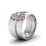 Load image into Gallery viewer, round-dark-pink-sapphire-wedding-band-with-white-diamond-in-14K-white-gold-FD1144BGSADRPI-NL-WG.jpg