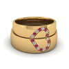 Load image into Gallery viewer, round-dark-pink-sapphire-wedding-band-with-white-diamond-in-14K-yellow-gold-FD1144BGSADRPI-NL-YG.jpg