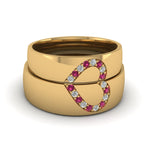 Load image into Gallery viewer, round-dark-pink-sapphire-wedding-band-with-white-diamond-in-14K-yellow-gold-FD1144BGSADRPI-NL-YG.jpg