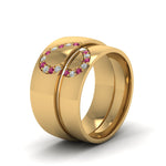 Load image into Gallery viewer, round-dark-pink-sapphire-wedding-band-with-white-diamond-in-14K-yellow-gold-FD1144BGSADRPI-NL-YG.jpg