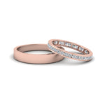 Load image into Gallery viewer, round-diamond-eternity-anniversary-matching-ring-with-plain-band-him-and-her-in-14K-rose-gold-FD8168B-NL-RG.jpg