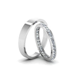 Load image into Gallery viewer, round-diamond-eternity-anniversary-matching-ring-with-plain-band-him-and-her-in-14K-white-gold-FD8168B-NL-WG.jpg