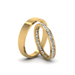 Load image into Gallery viewer, round-diamond-eternity-anniversary-matching-ring-with-plain-band-him-and-her-in-18K-yellow-gold-FD8168B-NL-YG.jpg
