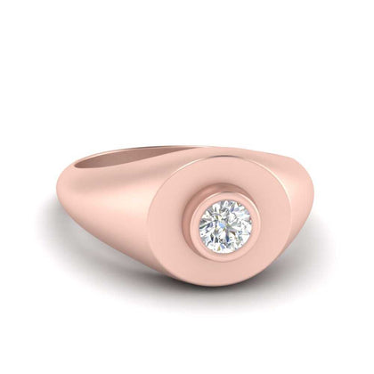 Round Diamond Signet Ring