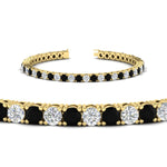 Load image into Gallery viewer, round-diamond-tennis-bracelet-with-black-diamond-7-carat-in-yellow-gold-fdbrc8635rogblackangle2-7.00 ct-nl-yg