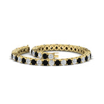 Load image into Gallery viewer, round-diamond-tennis-bracelet-with-black-diamond-7-carat-in-yellow-gold-fdbrc8635rogblackangle2-7.00 ct-nl-yg