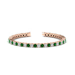 Load image into Gallery viewer, round-diamond-tennis-bracelet-with-emerald-7-carat-in-rose-gold-fdbrc8635rogemgrangle2-7.00 ct-nl-rg