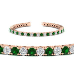 Load image into Gallery viewer, round-diamond-tennis-bracelet-with-emerald-7-carat-in-rose-gold-fdbrc8635rogemgrangle2-7.00 ct-nl-rg