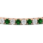 Load image into Gallery viewer, round-diamond-tennis-bracelet-with-emerald-7-carat-in-rose-gold-fdbrc8635rogemgrangle2-7.00 ct-nl-rg