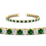 Load image into Gallery viewer, round-diamond-tennis-bracelet-with-emerald-7-carat-in-yellow-gold-fdbrc8635rogemgrangle2-7.00 ct-nl-yg