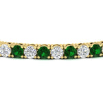 Load image into Gallery viewer, round-diamond-tennis-bracelet-with-emerald-7-carat-in-yellow-gold-fdbrc8635rogemgrangle2-7.00 ct-nl-yg