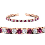 Load image into Gallery viewer, round-diamond-tennis-bracelet-with-pink-sapphire-7-carat-in-rose-gold-fdbrc8635rogsadrpiangle2-7.00 ct-nl-rg