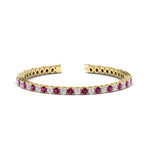Load image into Gallery viewer, round-diamond-tennis-bracelet-with-pink-sapphire-7-carat-in-yellow-gold-fdbrc8635rogsadrpiangle2-7.00 ct-nl-yg