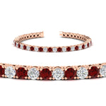 Load image into Gallery viewer, round-diamond-tennis-bracelet-with-ruby-7-carat-in-rose-gold-fdbrc8635rogrudrangle2-7.00 ct-nl-rg