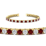 Load image into Gallery viewer, round-diamond-tennis-bracelet-with-ruby-7-carat-in-yellow-gold-fdbrc8635rogrudrangle2-7.00 ct-nl-yg