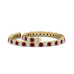 Load image into Gallery viewer, round-diamond-tennis-bracelet-with-ruby-7-carat-in-yellow-gold-fdbrc8635rogrudrangle2-7.00 ct-nl-yg