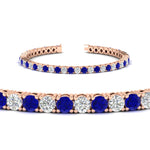 Load image into Gallery viewer, round-diamond-tennis-bracelet-with-sapphire-7-carat-in-rose-gold-fdbrc8635rogsablangle2-7.00 ct-nl-rg