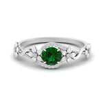 Load image into Gallery viewer, round-emerald-and-diamond-flower-engagement-ring-in-FD10057RORGEMGRANGLE3-NL-WG-GS