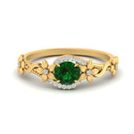 Load image into Gallery viewer, round-emerald-and-diamond-flower-engagement-ring-in-FD10057RORGEMGRANGLE3-NL-YG-GS