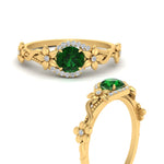 Load image into Gallery viewer, round-emerald-and-diamond-flower-engagement-ring-in-FD10057RORGEMGRANGLE3-NL-YG-GS
