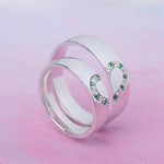 Load image into Gallery viewer, round-green-emerald-wedding-band-with-white-diamond-in-14K-white-gold-FD1144BGEMGR-NL-WG.jpg