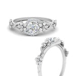 Load image into Gallery viewer, round-floral-halo-diamond-engagement-ring-in-FD10057RORANGLE3-NL-WG