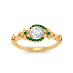 Load image into Gallery viewer, round-floral-halo-emerald-engagement-ring-in-FD10057RORGEMGRANGLE3-NL-YG