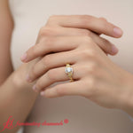Load image into Gallery viewer, round-floral-halo-engagement-ring-yellow-gold-fdenr10057-model