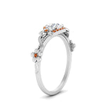 Load image into Gallery viewer, round-floral-halo-orange-sapphire-engagement-ring-in-FD10057RORGSAORANGLE3-NL-WG