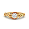 Load image into Gallery viewer, round-floral-halo-orange-sapphire-engagement-ring-in-FD10057RORGSAORANGLE3-NL-YG