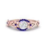 Load image into Gallery viewer, round-floral-halo-sapphire-engagement-ring-in-FD10057RORGSABLANGLE3-NL-RG