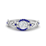Load image into Gallery viewer, round-floral-halo-sapphire-engagement-ring-in-FD10057RORGSABLANGLE3-NL-WG
