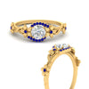 Load image into Gallery viewer, round-floral-halo-sapphire-engagement-ring-in-FD10057RORGSABLANGLE3-NL-YG